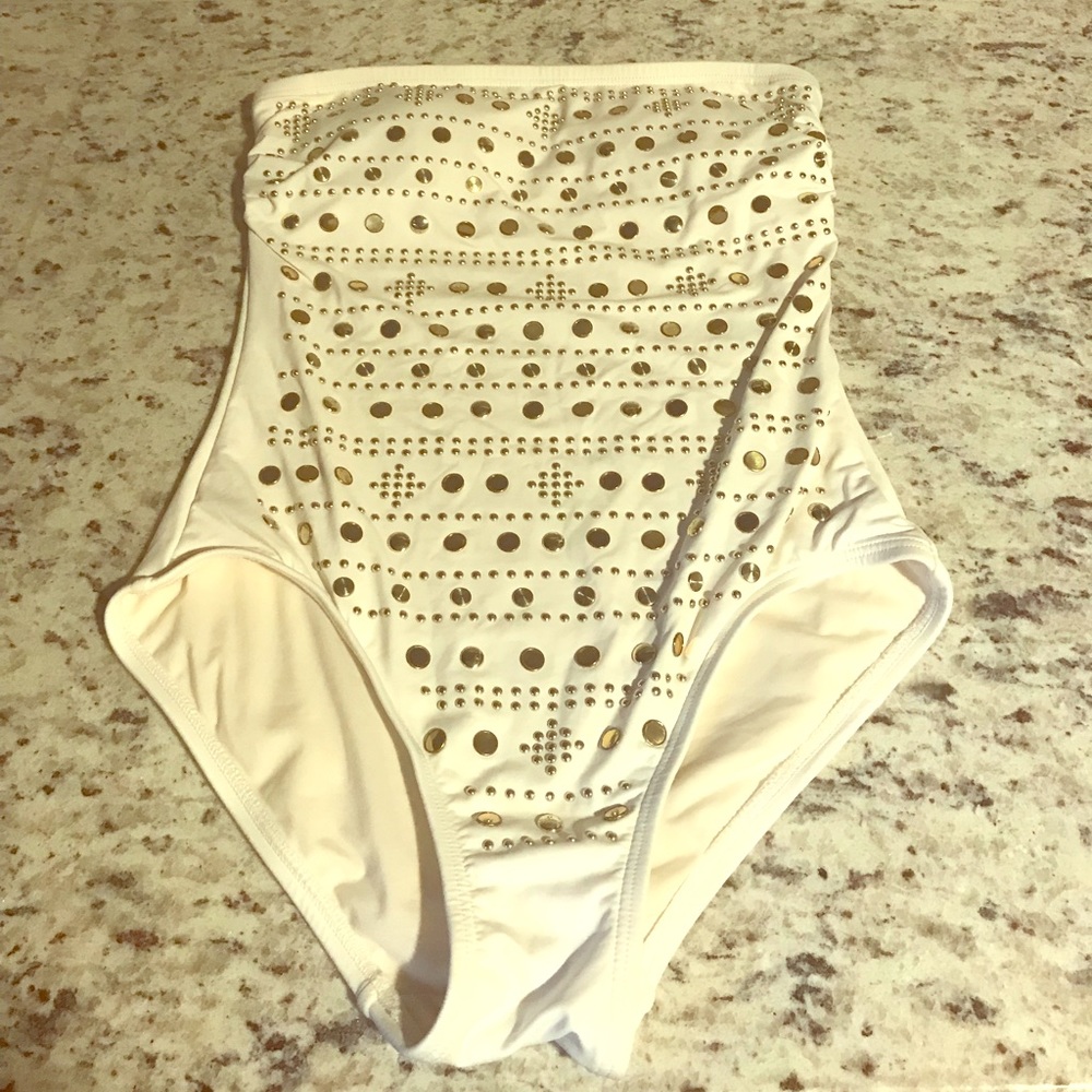 Michael Kors white and gold bathing suit NEW